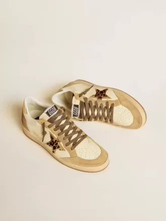 Zapatillas Ball Star para mujer en napa y ante con estrella de piel de potro y lengüeta metálica en el talón