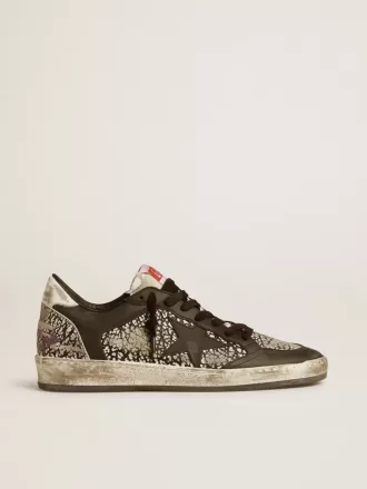 Zapatillas Ball Star para mujer en piel con estampado de elefante y estrella de piel negra