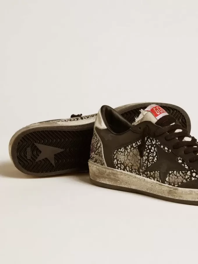 Zapatillas Ball Star para mujer en piel con estampado de elefante y estrella de piel negra