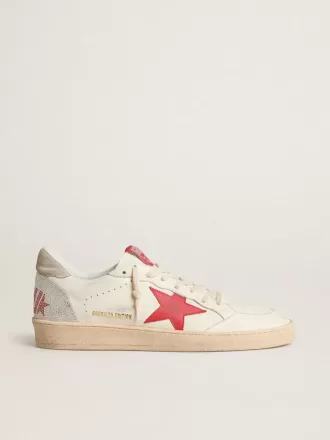 Zapatillas Ball Star para mujer para San Valentín con estrella de cuero rojo y letras Swarovski rojas