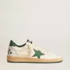 Zapatillas Ball Star Wishes para mujer en piel napa blanca con estrella y lengüeta en el talón en piel verde Zapatillas Ball Star Wishes para mujer en piel napa blanca con estrella y lengüeta en el talón en piel verde