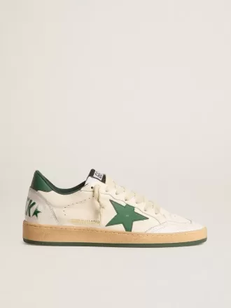 Zapatillas Ball Star Wishes para mujer en piel napa blanca con estrella y lengüeta en el talón en piel verde