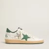 Zapatillas Ball Star Wishes para mujer en piel napa blanca con estrella y lengüeta en el talón en piel verde Zapatillas Ball Star Wishes para mujer en piel napa blanca con estrella y lengüeta en el talón en piel verde