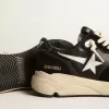 Zapatillas de running para hombre con suela de cuero napa negro y ante con una estrella blanca