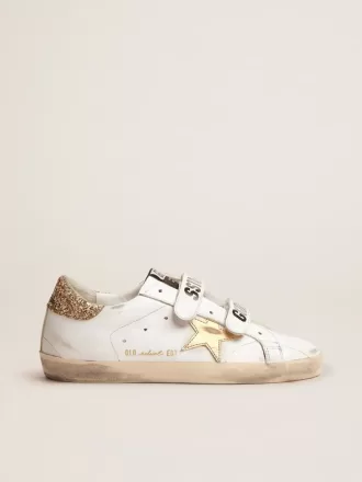 Zapatillas Old School para mujer con estrella dorada en piel laminada