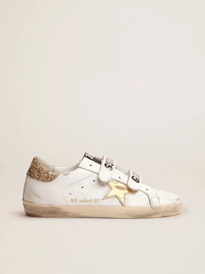 Zapatillas Old School para mujer con estrella dorada en piel laminada