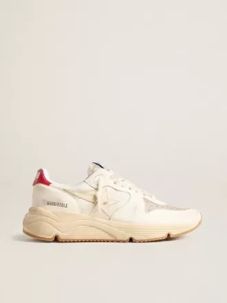 Zapatillas Running Sole para hombre en piel napa con estrella de piel beige y lengüeta roja en el talón