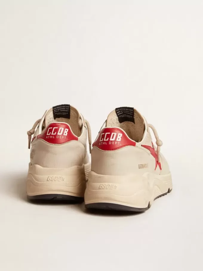 Zapatillas Running Sole para hombre en piel napa gris con estrella y lengüeta en el talón en piel napa roja