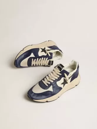 Zapatillas Running Sole para hombre en piel napa negra y beige con estrella negra y lengüeta en el talón