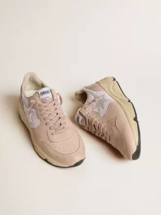 Zapatillas Running Sole para mujer en malla y nubuck con estrella de cuero metalizado plateado