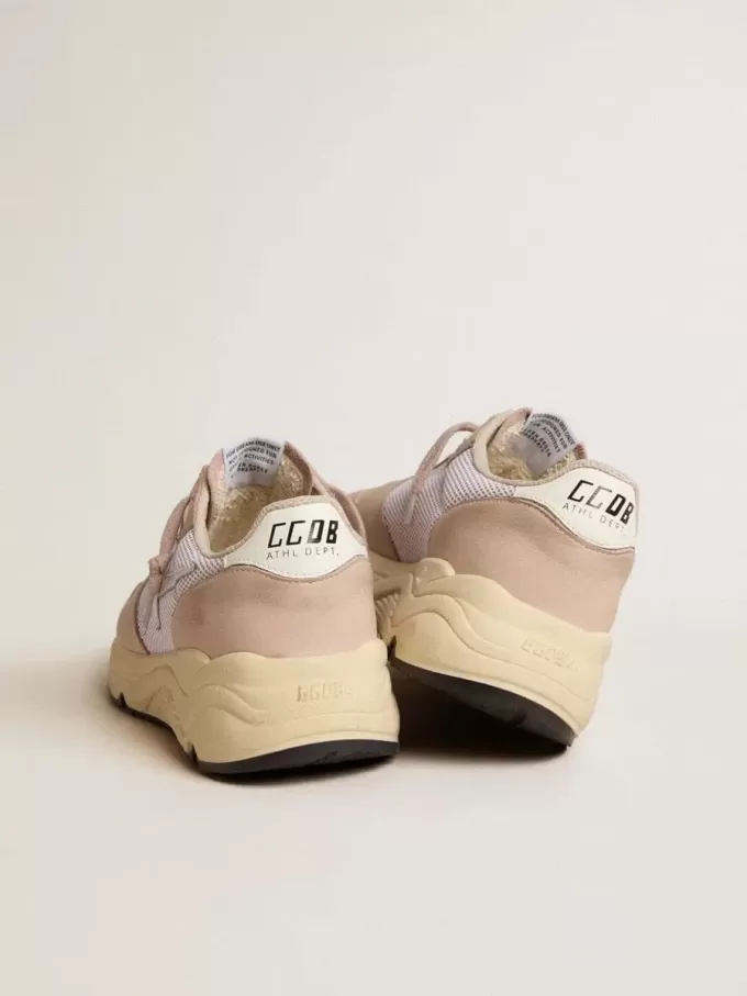 Zapatillas Running Sole para mujer en malla y nubuck con estrella de cuero metalizado plateado