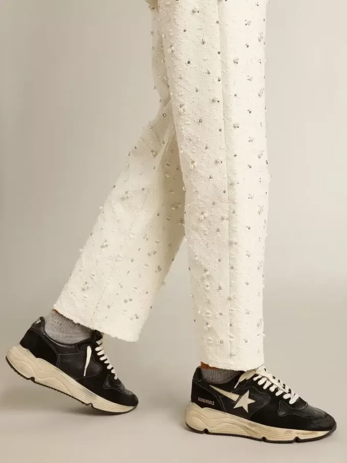 Zapatillas Running Sole para mujer en napa negra y ante