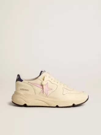 Zapatillas Running Sole para mujer en piel napa con estrella de piel rosa y lengüeta del talón en piel azul