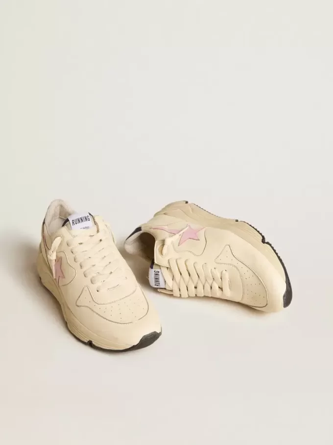 Zapatillas Running Sole para mujer en piel napa con estrella de piel rosa y lengüeta del talón en piel azul Zapatillas Running Sole para mujer en piel napa con estrella de piel rosa y lengüeta del talón en piel azul