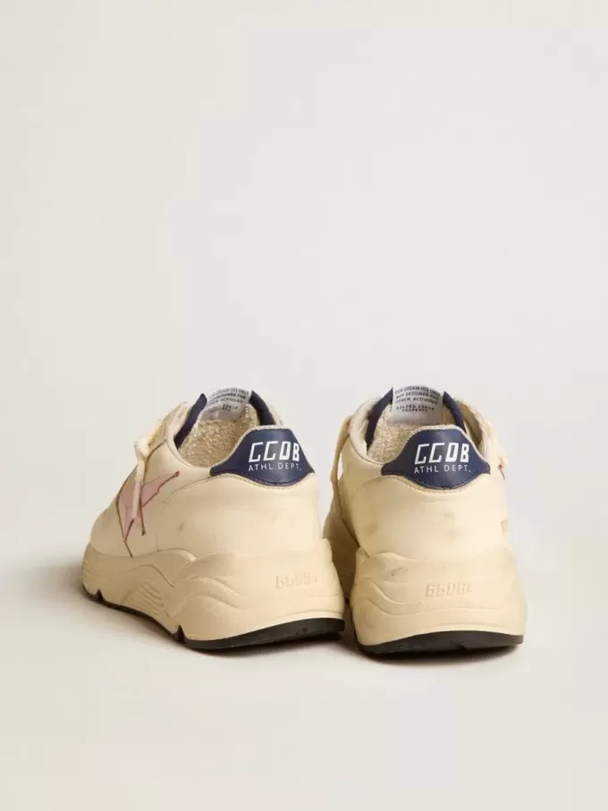 Zapatillas Running Sole para mujer en piel napa con estrella de piel rosa y lengüeta del talón en piel azul Zapatillas Running Sole para mujer en piel napa con estrella de piel rosa y lengüeta del talón en piel azul