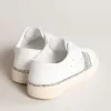 Zapatillas sostenibles Yatay Modelo 1B con parte superior blanca de origen biológico y purpurina plateada reciclada Y