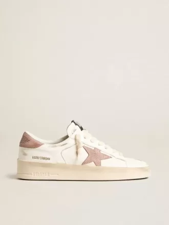 Zapatillas Stardan con estrella y lengüeta del talón de piel rosa texturizada
