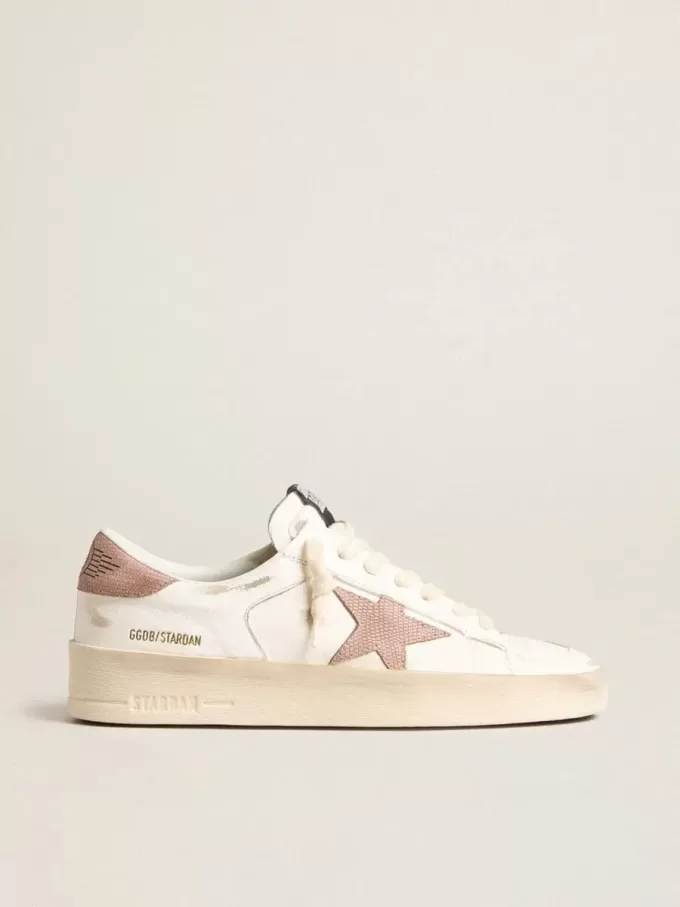 Zapatillas Stardan con estrella y lengüeta del talón de piel rosa texturizada