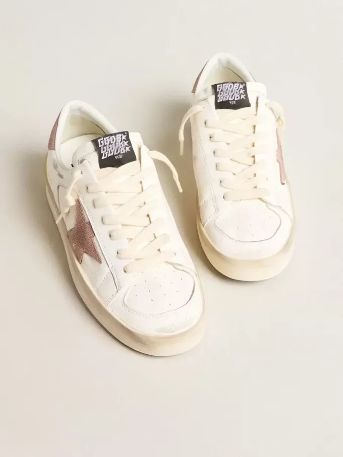 Zapatillas Stardan con estrella y lengüeta del talón de piel rosa texturizada