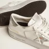 Zapatillas Stardan con estrella y lengüeta en el talón de cuero metalizado plateado