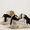 Zapatillas Super-Star en piel plateada con inserciones de ante