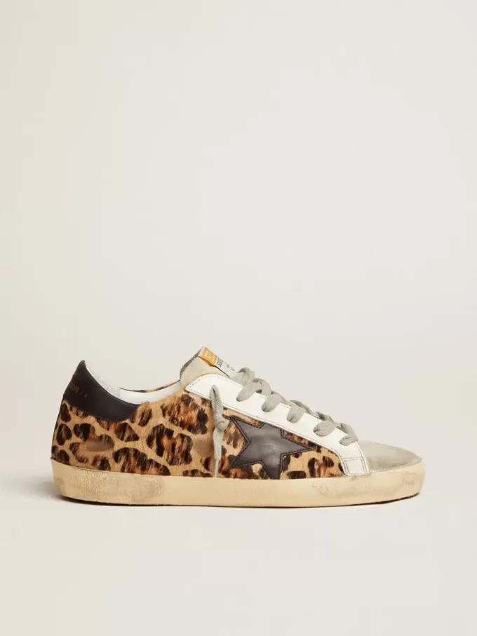 Zapatillas Super-Star para mujer en piel con estampado de leopardo