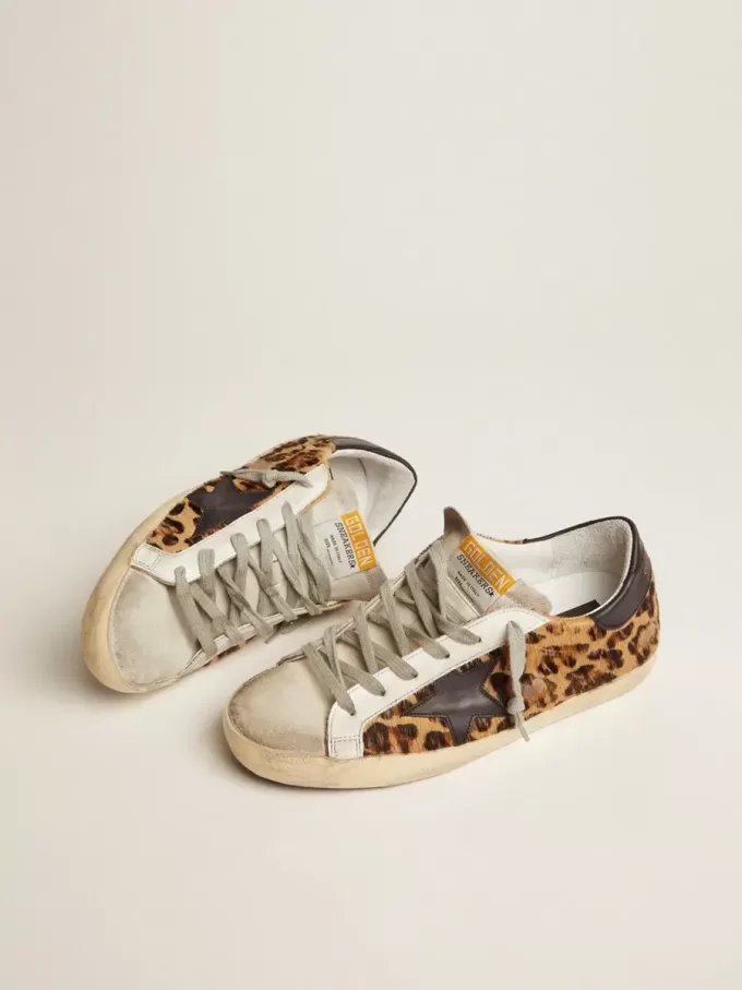 Zapatillas Super-Star para mujer en piel con estampado de leopardo