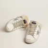 Zapatillas Super-Star Sabot para mujer en piel blanca y forro de borreguillo