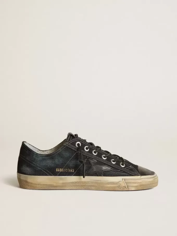 Zapatillas V-Star en denim azul medianoche con estrella y puntera de cuero negro
