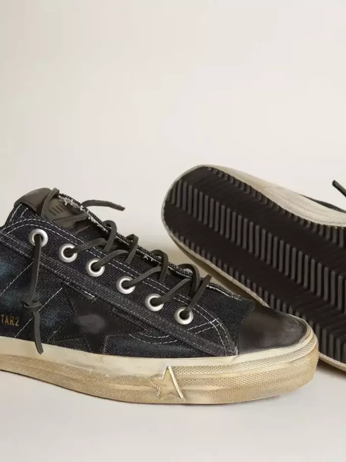 Zapatillas V-Star en denim azul medianoche con estrella y puntera de cuero negro