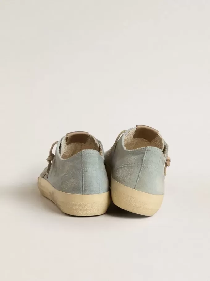 Zapatillas V-Star para hombre en lona azul claro con estrella de piel gris paloma