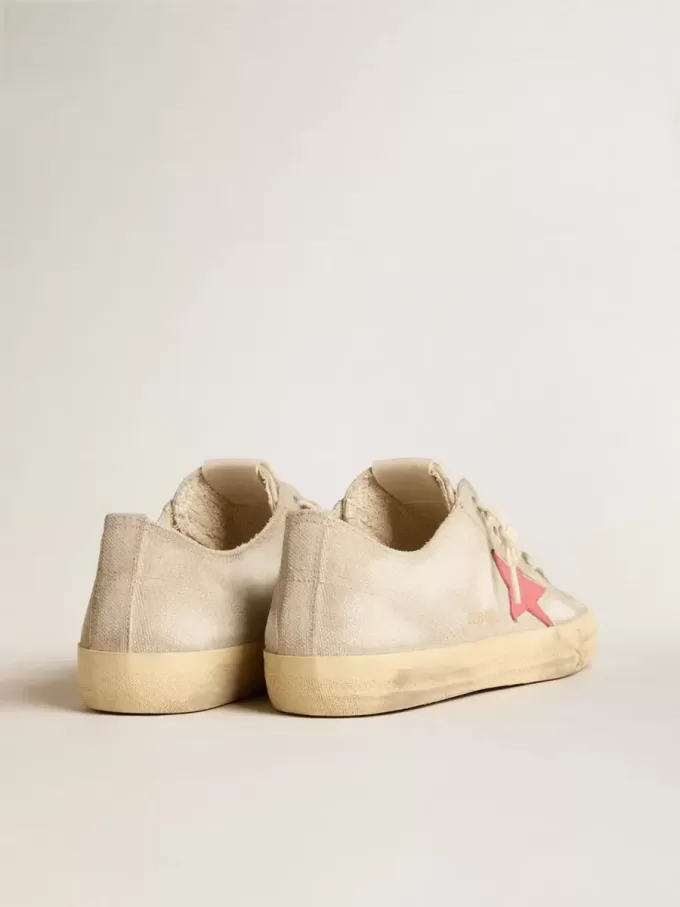 Zapatillas V-Star para hombre en lona gris claro con estrella de cuero rojo