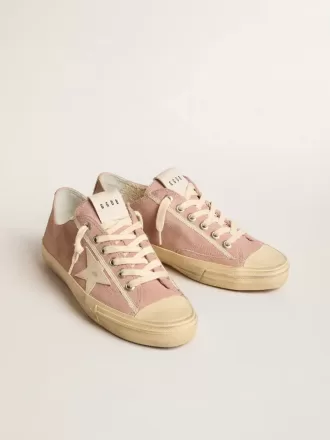 Zapatillas V-Star para mujer en ante rosa con estrella de piel color crema