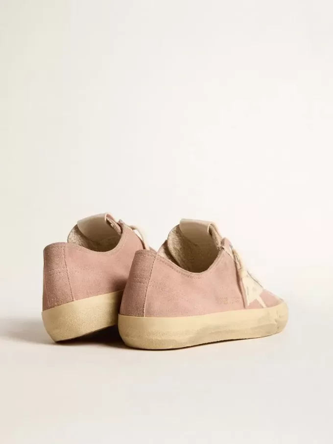 Zapatillas V-Star para mujer en ante rosa con estrella de piel color crema