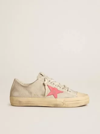 Zapatillas V-Star para mujer en lona gris claro con estrella de cuero rojo