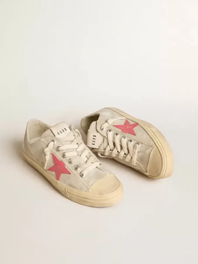 Zapatillas V-Star para mujer en lona gris claro con estrella de cuero rojo