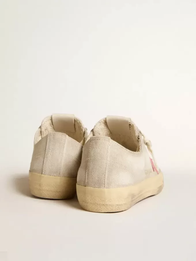 Zapatillas V-Star para mujer en lona gris claro con estrella de cuero rojo