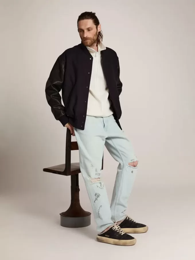 Zapatos Space-Star Sabot para hombre en nailon acolchado negro con forro de borreguillo Zapatos Space-Star Sabot para hombre en nailon acolchado negro con forro de borreguillo