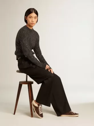 Zuecos Super-Star con purpurina, estrella marrón y forro de borreguillo